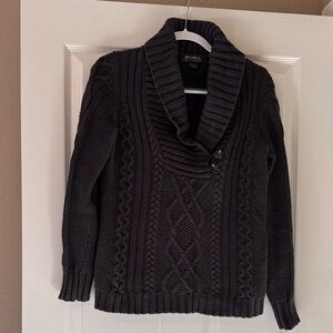 Eddie Bauer Charcoal Cable Knit Cowl Neck Sweater